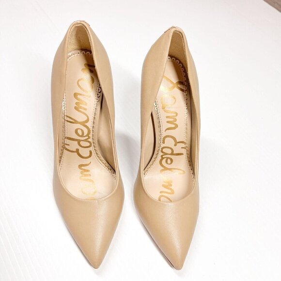 Sam Edelman Womens Pump Stiletto High Heels Solid Tan Leather Pointed Toe - Picture 4 of 14